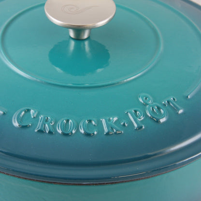 Poêle à frire en fonte émaillée de 3,5 quarts avec couvercle, couleur turquoise ombré