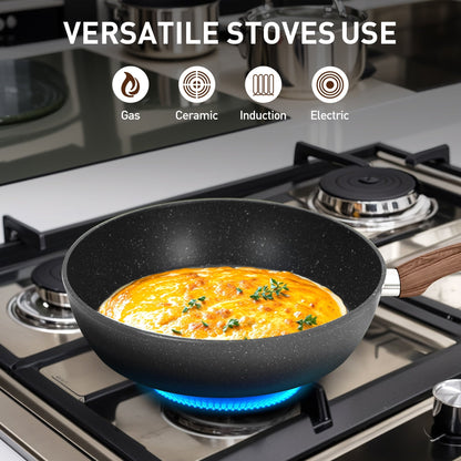 Ensemble de 30 pièces pour cuisine, comprenant des casseroles et poêles en granit, antiadhésives.