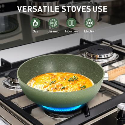 Ensemble de 30 pièces pour cuisine, comprenant des casseroles et poêles en granit, antiadhésives.