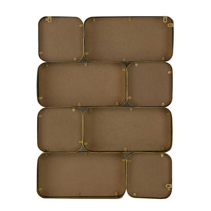 Miroir mural décoratif de luxe de 81 cm (32 pouces), avec 8 cadres incurvés en métal doré.