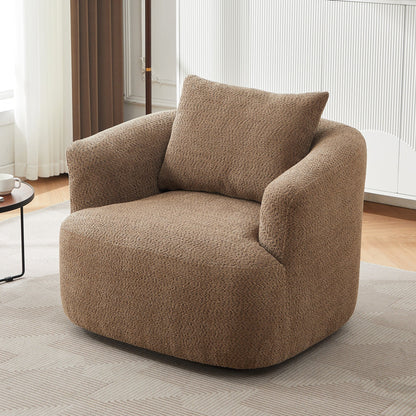 Chaise pivotante à 360°, chaise d'appoint en boucle de 38,2 pouces avec coussin décoratif, fauteuil canapé en forme de baril avec accoudoirs incurvés.