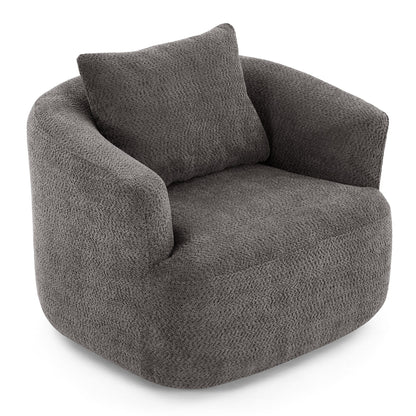 Chaise pivotante à 360°, chaise d'appoint en boucle de 38,2 pouces avec coussin décoratif, fauteuil canapé en forme de baril avec accoudoirs incurvés.