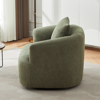 Chaise pivotante à 360°, chaise d'appoint en boucle de 38,2 pouces avec coussin décoratif, fauteuil canapé en forme de baril avec accoudoirs incurvés.