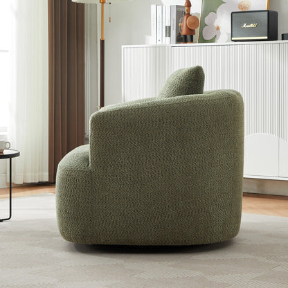 Chaise pivotante à 360°, chaise d'appoint en boucle de 38,2 pouces avec coussin décoratif, fauteuil canapé en forme de baril avec accoudoirs incurvés.