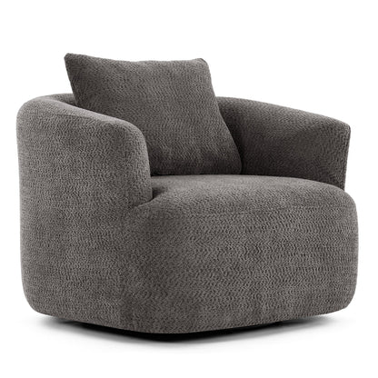 Chaise pivotante à 360°, chaise d'appoint en boucle de 38,2 pouces avec coussin décoratif, fauteuil canapé en forme de baril avec accoudoirs incurvés.