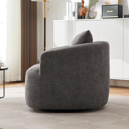 Chaise pivotante à 360°, chaise d'appoint en boucle de 38,2 pouces avec coussin décoratif, fauteuil canapé en forme de baril avec accoudoirs incurvés.