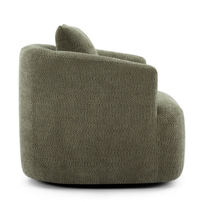 Chaise pivotante à 360°, chaise d'appoint en boucle de 38,2 pouces avec coussin décoratif, fauteuil canapé en forme de baril avec accoudoirs incurvés.