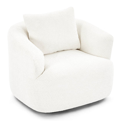 Chaise pivotante à 360°, chaise d'appoint en boucle de 38,2 pouces avec coussin décoratif, fauteuil canapé en forme de baril avec accoudoirs incurvés.