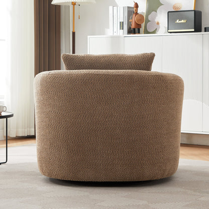 Chaise pivotante à 360°, chaise d'appoint en boucle de 38,2 pouces avec coussin décoratif, fauteuil canapé en forme de baril avec accoudoirs incurvés.