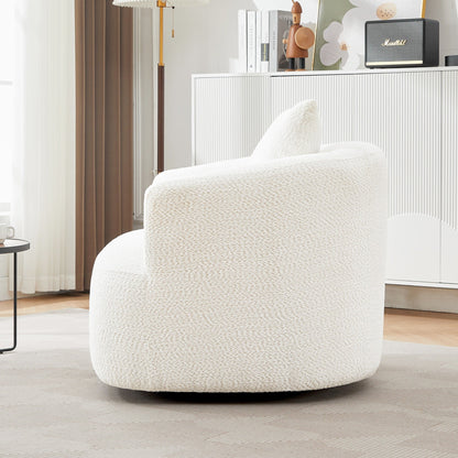 Chaise pivotante à 360°, chaise d'appoint en boucle de 38,2 pouces avec coussin décoratif, fauteuil canapé en forme de baril avec accoudoirs incurvés.
