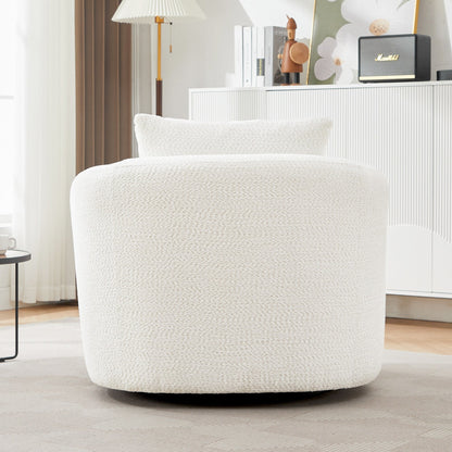 Chaise pivotante à 360°, chaise d'appoint en boucle de 38,2 pouces avec coussin décoratif, fauteuil canapé en forme de baril avec accoudoirs incurvés.