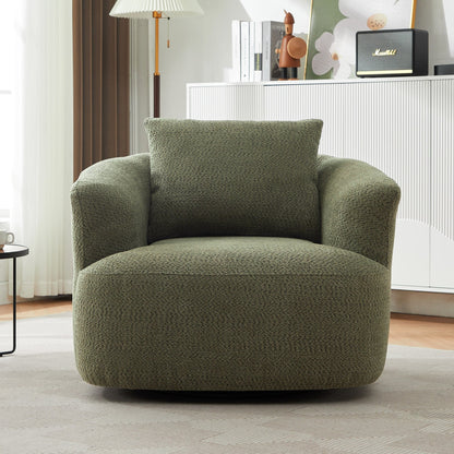 Chaise pivotante à 360°, chaise d'appoint en boucle de 38,2 pouces avec coussin décoratif, fauteuil canapé en forme de baril avec accoudoirs incurvés.