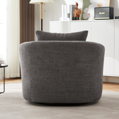 Chaise pivotante à 360°, chaise d'appoint en boucle de 38,2 pouces avec coussin décoratif, fauteuil canapé en forme de baril avec accoudoirs incurvés.