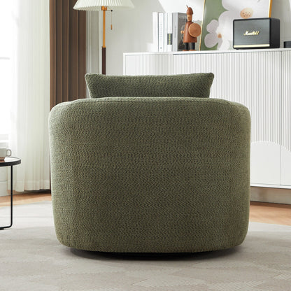 Chaise pivotante à 360°, chaise d'appoint en boucle de 38,2 pouces avec coussin décoratif, fauteuil canapé en forme de baril avec accoudoirs incurvés.