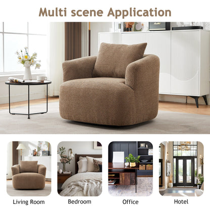 Chaise pivotante à 360°, chaise d'appoint en boucle de 38,2 pouces avec coussin décoratif, fauteuil canapé en forme de baril avec accoudoirs incurvés.