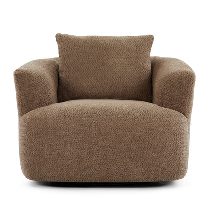 Chaise pivotante à 360°, chaise d'appoint en boucle de 38,2 pouces avec coussin décoratif, fauteuil canapé en forme de baril avec accoudoirs incurvés.