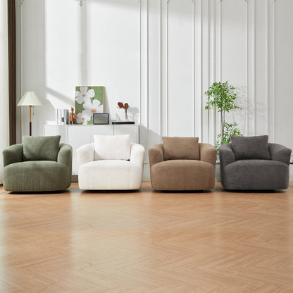 Chaise pivotante à 360°, chaise d'appoint en boucle de 38,2 pouces avec coussin décoratif, fauteuil canapé en forme de baril avec accoudoirs incurvés.