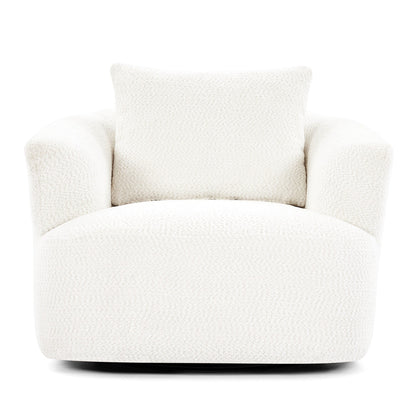 Chaise pivotante à 360°, chaise d'appoint en boucle de 38,2 pouces avec coussin décoratif, fauteuil canapé en forme de baril avec accoudoirs incurvés.