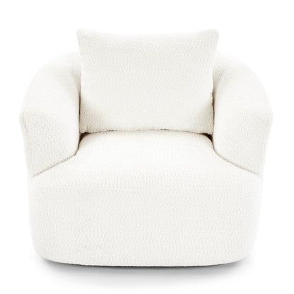 Chaise pivotante à 360°, chaise d'appoint en boucle de 38,2 pouces avec coussin décoratif, fauteuil canapé en forme de baril avec accoudoirs incurvés.