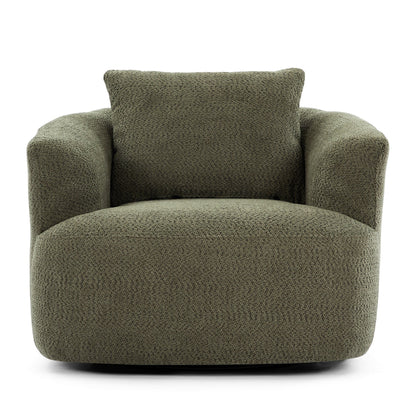 Chaise pivotante à 360°, chaise d'appoint en boucle de 38,2 pouces avec coussin décoratif, fauteuil canapé en forme de baril avec accoudoirs incurvés.