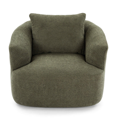 Chaise pivotante à 360°, chaise d'appoint en boucle de 38,2 pouces avec coussin décoratif, fauteuil canapé en forme de baril avec accoudoirs incurvés.