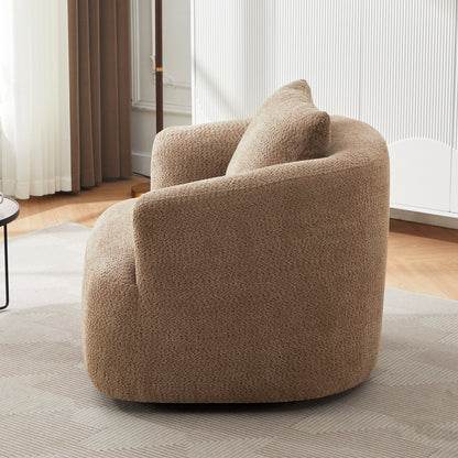 Chaise pivotante à 360°, chaise d'appoint en boucle de 38,2 pouces avec coussin décoratif, fauteuil canapé en forme de baril avec accoudoirs incurvés.
