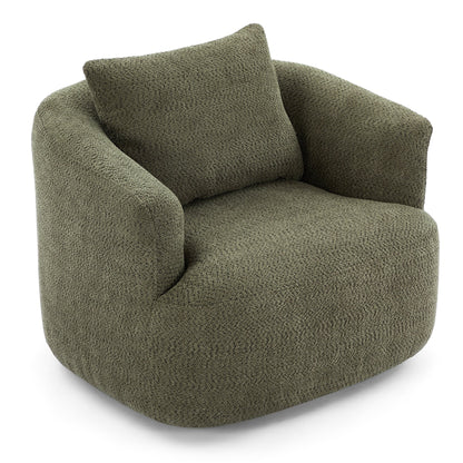 Chaise pivotante à 360°, chaise d'appoint en boucle de 38,2 pouces avec coussin décoratif, fauteuil canapé en forme de baril avec accoudoirs incurvés.