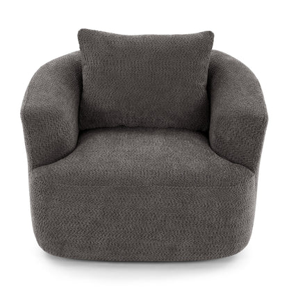 Chaise pivotante à 360°, chaise d'appoint en boucle de 38,2 pouces avec coussin décoratif, fauteuil canapé en forme de baril avec accoudoirs incurvés.