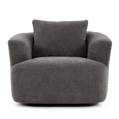 Chaise pivotante à 360°, chaise d'appoint en boucle de 38,2 pouces avec coussin décoratif, fauteuil canapé en forme de baril avec accoudoirs incurvés.