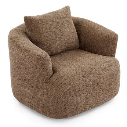 Chaise pivotante à 360°, chaise d'appoint en boucle de 38,2 pouces avec coussin décoratif, fauteuil canapé en forme de baril avec accoudoirs incurvés.