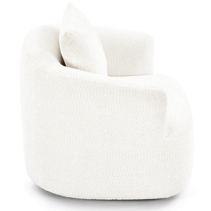 Chaise pivotante à 360°, chaise d'appoint en boucle de 38,2 pouces avec coussin décoratif, fauteuil canapé en forme de baril avec accoudoirs incurvés.