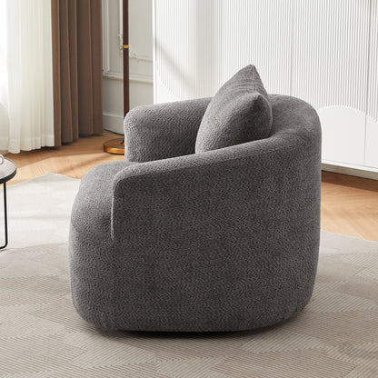 Chaise pivotante à 360°, chaise d'appoint en boucle de 38,2 pouces avec coussin décoratif, fauteuil canapé en forme de baril avec accoudoirs incurvés.