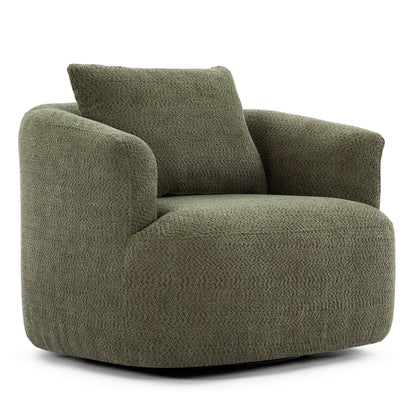 Chaise pivotante à 360°, chaise d'appoint en boucle de 38,2 pouces avec coussin décoratif, fauteuil canapé en forme de baril avec accoudoirs incurvés.