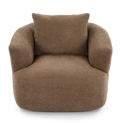 Chaise pivotante à 360°, chaise d'appoint en boucle de 38,2 pouces avec coussin décoratif, fauteuil canapé en forme de baril avec accoudoirs incurvés.