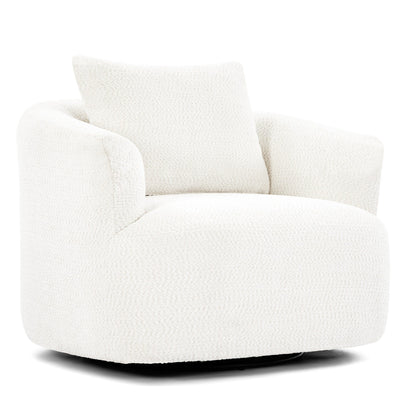 Chaise pivotante à 360°, chaise d'appoint en boucle de 38,2 pouces avec coussin décoratif, fauteuil canapé en forme de baril avec accoudoirs incurvés.