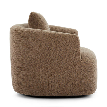Chaise pivotante à 360°, chaise d'appoint en boucle de 38,2 pouces avec coussin décoratif, fauteuil canapé en forme de baril avec accoudoirs incurvés.