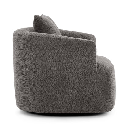 Chaise pivotante à 360°, chaise d'appoint en boucle de 38,2 pouces avec coussin décoratif, fauteuil canapé en forme de baril avec accoudoirs incurvés.