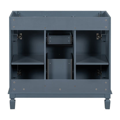 Meuble-lavabo moderne de 91 cm (36 pouces) pour salle de bain avec lavabo intégré et armoire à miroir, 2 portes et 2 tiroirs