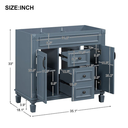 Meuble-lavabo moderne de 91 cm (36 pouces) pour salle de bain avec lavabo intégré et armoire à miroir, 2 portes et 2 tiroirs