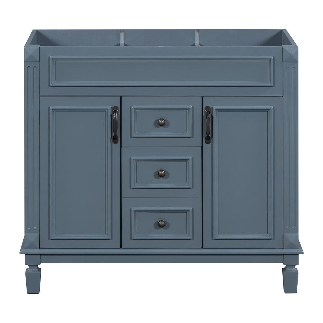 Meuble-lavabo moderne de 91 cm (36 pouces) pour salle de bain avec lavabo intégré et armoire à miroir, 2 portes et 2 tiroirs