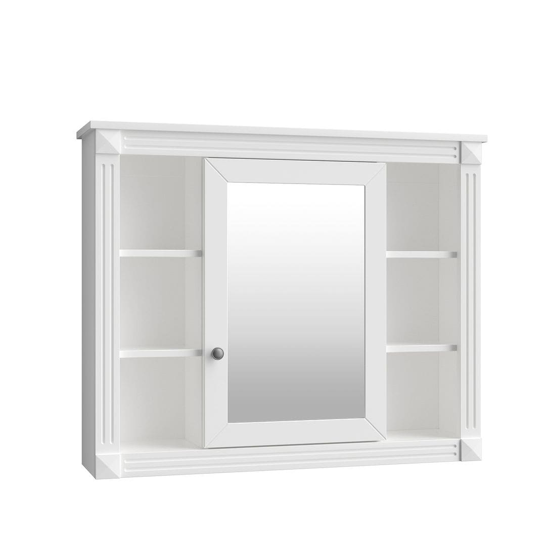 Meuble-lavabo moderne de 91 cm (36 pouces) pour salle de bain avec lavabo intégré et armoire à miroir, 2 portes et 2 tiroirs