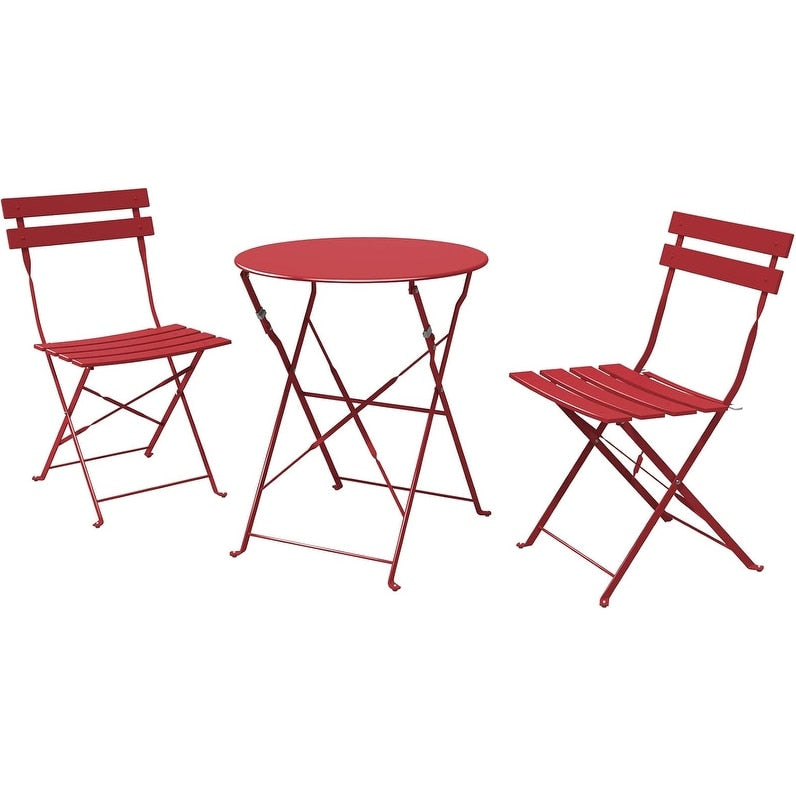 Ensemble de bistro pliable en métal 3 pièces, ensemble de conversation résistant aux intempéries pour l'intérieur et l'extérieur, pour patio, cour, jardin.