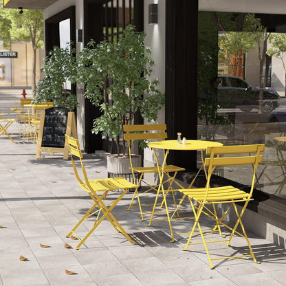 Ensemble de bistro pliable en métal 3 pièces, ensemble de conversation résistant aux intempéries pour l'intérieur et l'extérieur, pour patio, cour, jardin.