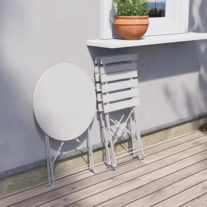 Ensemble de bistro pliable en métal 3 pièces, ensemble de conversation résistant aux intempéries pour l'intérieur et l'extérieur, pour patio, cour, jardin.