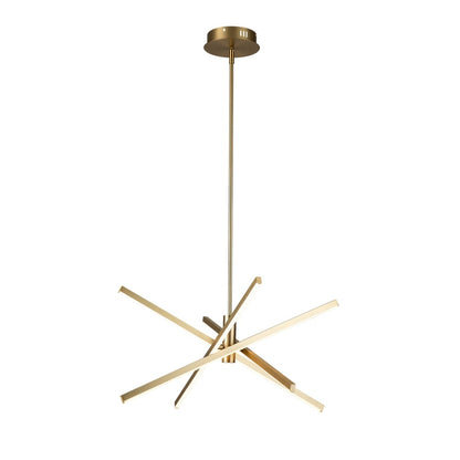 Luminaire suspendu linéaire en forme de sputnik, en aluminium noir/doré, à LED, style moderne, pour salon/salle à manger/cuisine.