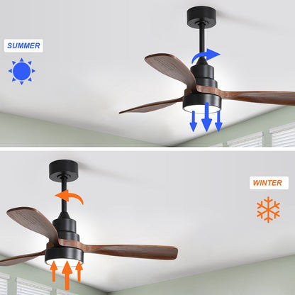Ventilateur de plafond à LED intégré de 48 et 52 pouces avec éclairage et télécommande, moteur à courant continu réversible.