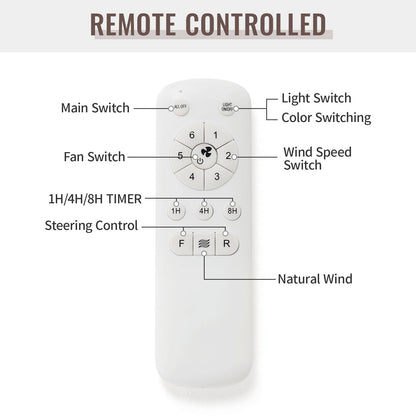 Ventilateur de plafond à LED intégré de 48 et 52 pouces avec éclairage et télécommande, moteur à courant continu réversible.