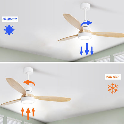 Ventilateur de plafond à LED intégré de 48 et 52 pouces avec éclairage et télécommande, moteur à courant continu réversible.