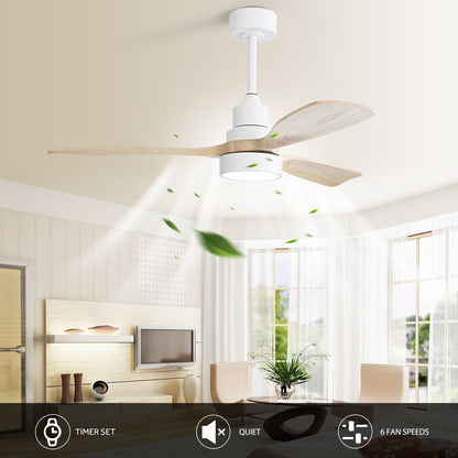Ventilateur de plafond à LED intégré de 48 et 52 pouces avec éclairage et télécommande, moteur à courant continu réversible.