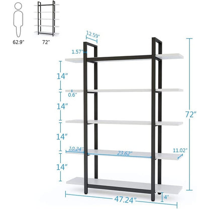 5-Tier Bookshelf, Vintage Industrial Style Bookcase
